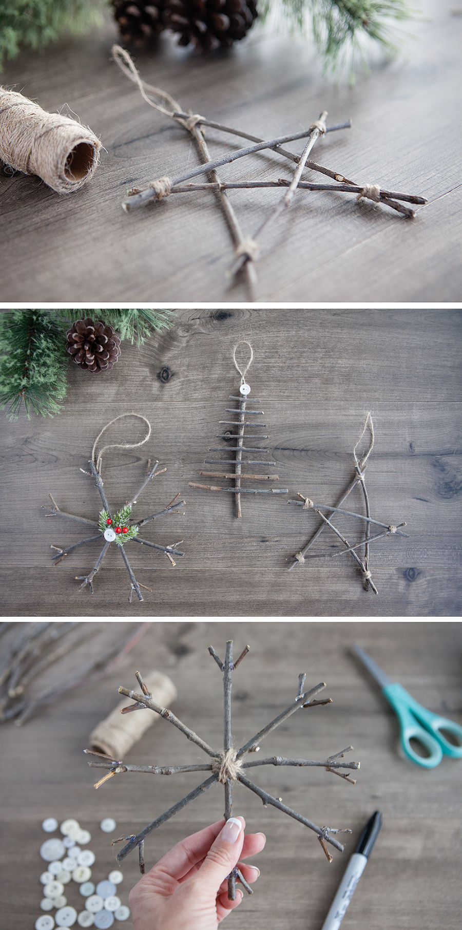 Rustic Twig Christmas Ornaments