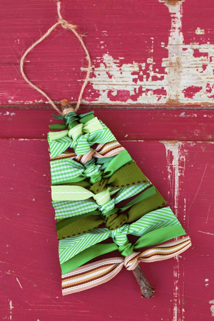 Scrap Ribbon Christmas Tree Ornament