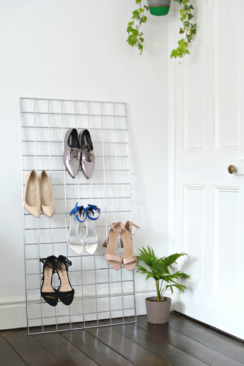 DIY Grid Shoe Storage Display