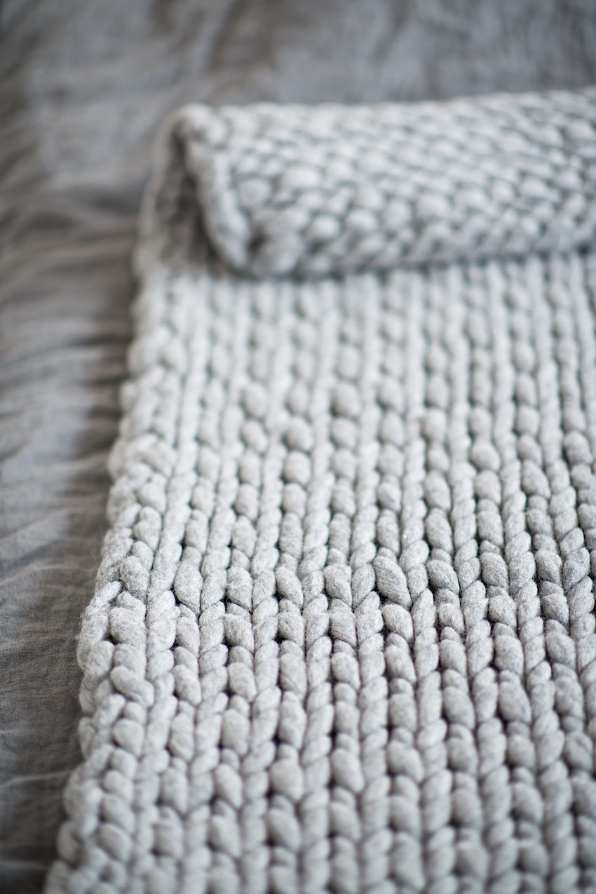 Roving Wool Knit Blanket