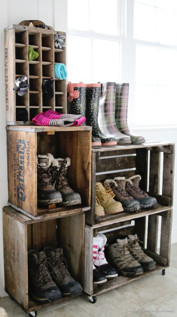 Vintage Crate Boot Rack