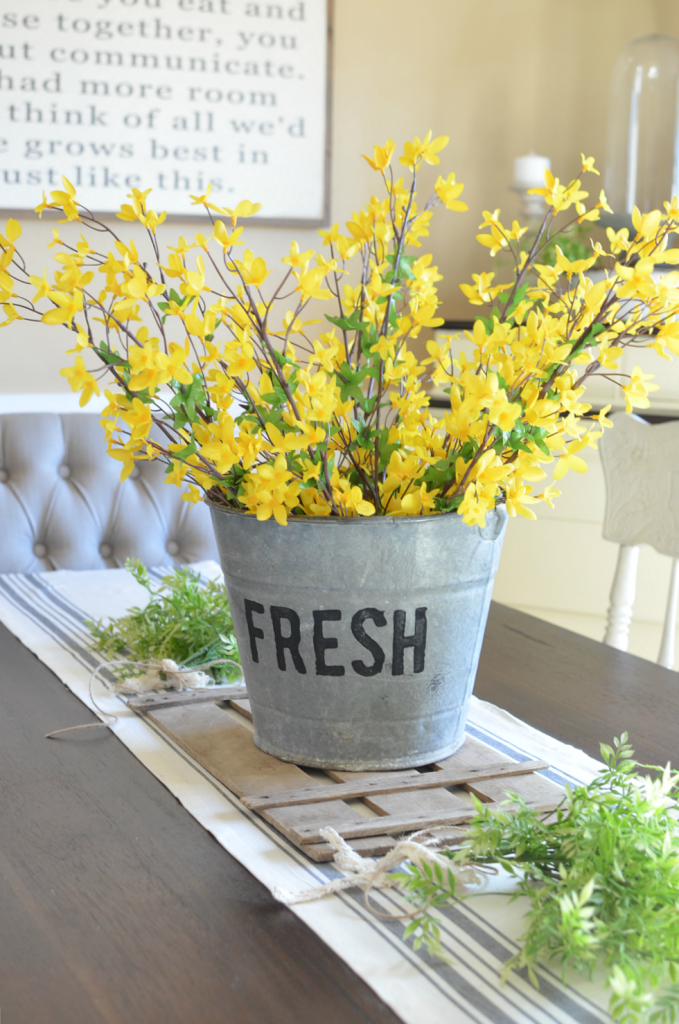 Bucket of Flowers Spring Centerpiece