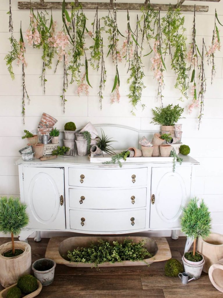 Hanging Flowers and Plants with Vintage Ladder