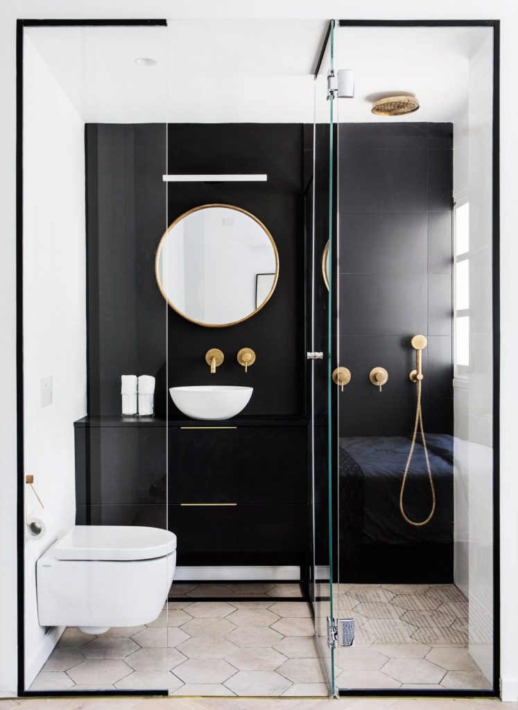 Black Shower Tile Wall