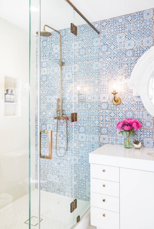 Gorgeous Blue Moroccan Tiles and Gold Grout