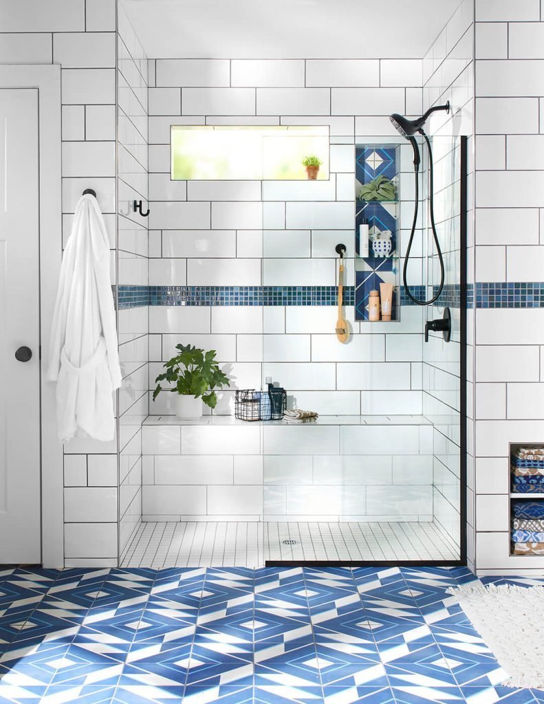 Pop of Pattern in Bathroom Tiles