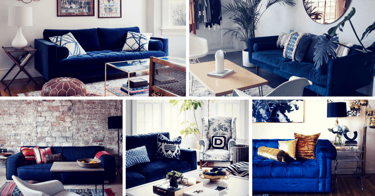 Blue Velvet Sofas Living Room