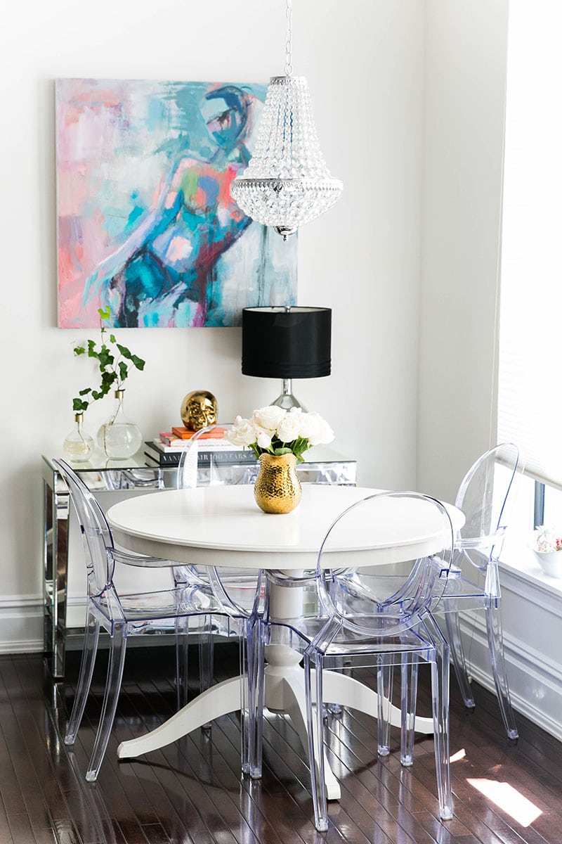 Dining Room with Console Table & Ghost Chairs