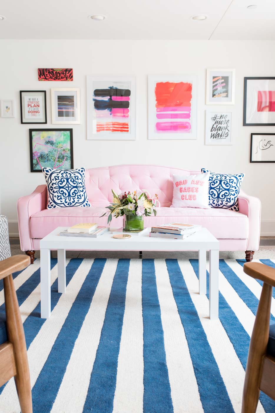 Living Room with Pink Sofa