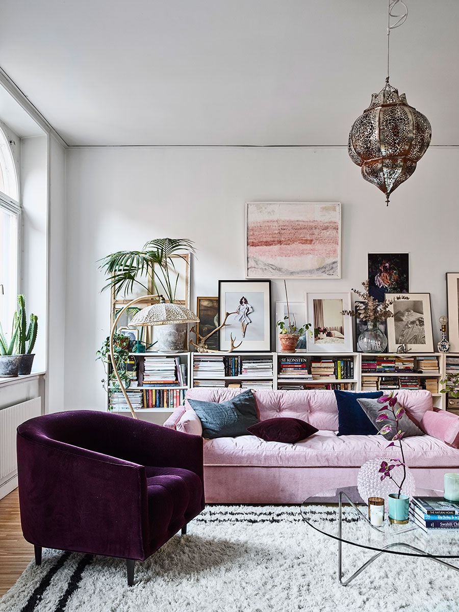 Pink Sofa & Purple Chair