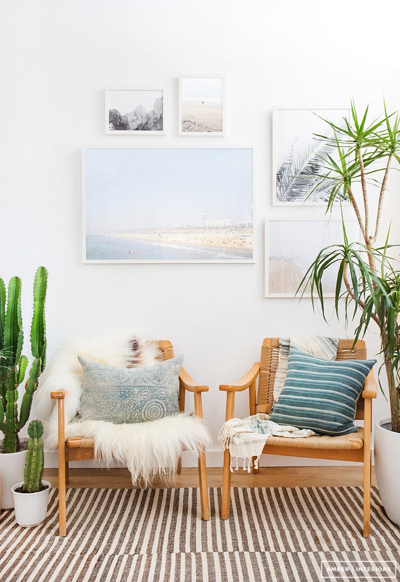 Beachy Boho Living Room With Gallery Wall