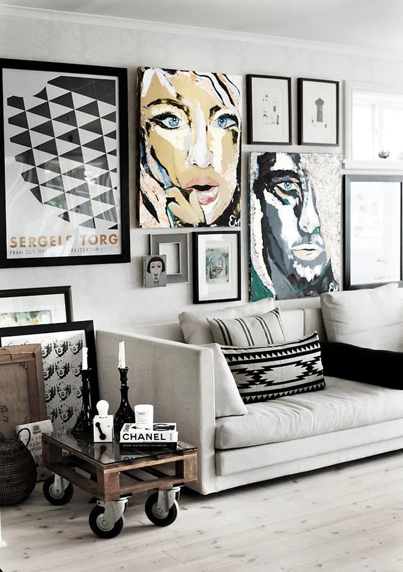 Mix of prints and art gallery wall