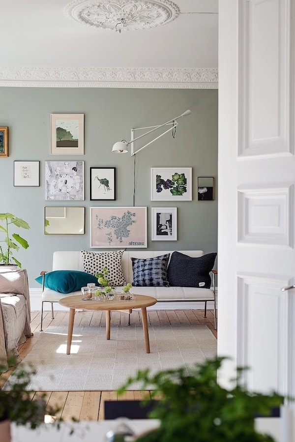 Scandinavian Living Room with Gallery Wall