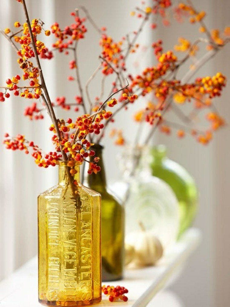 Fall Decoration with Orange Berry Branches