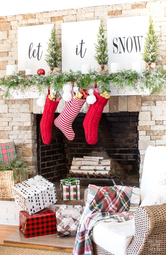 Let it Snow Christmas Mantel Decorating Idea​