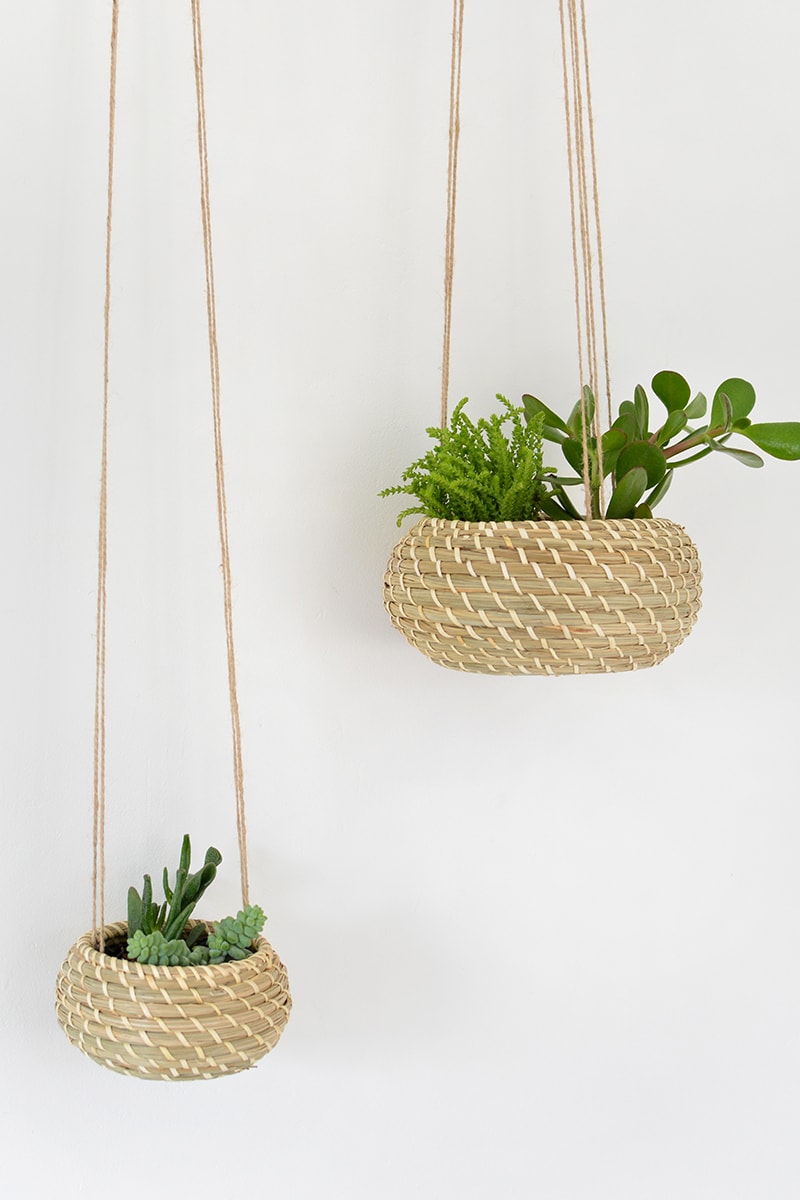 DIY Seagrass Hanging Planters