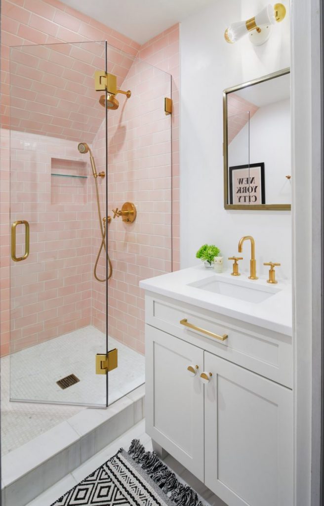 Pink Color Shower Tiles