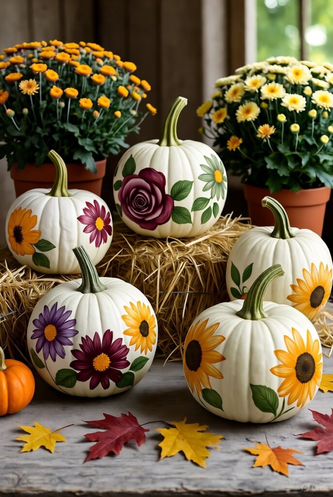 Floral Painted Pumpkins